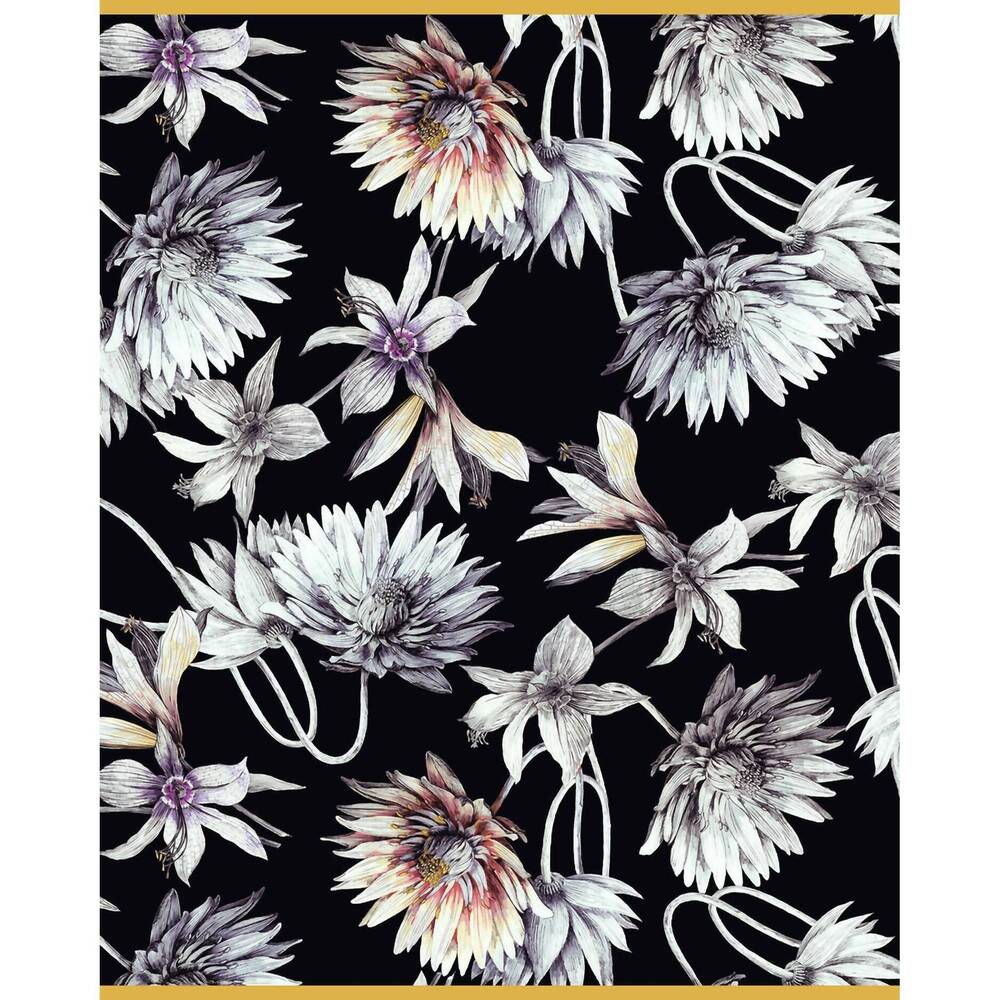 NEW RANI ARABELLA women's flower printed cashmere scarf in dahlia blk